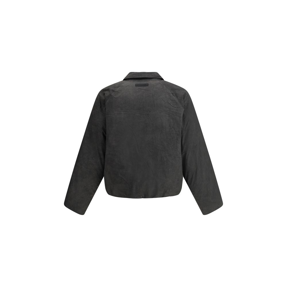 Back view of Daily Paper Gray Cotton Bomber with classic collar, quilted design, and raglan sleeves for stylish fit.