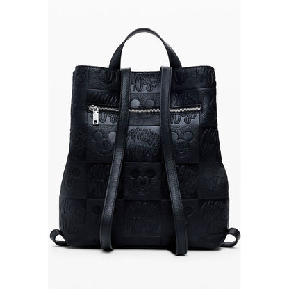 Desigual Black Polyethylene Women Backpack with Mickey Mouse design, urban-chic style, adjustable straps, and multiple compartments for organization.