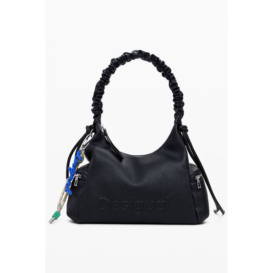 Desigual Black Polyethylene Women Handbag with shoulder handle and external pockets for versatile style and practicality.