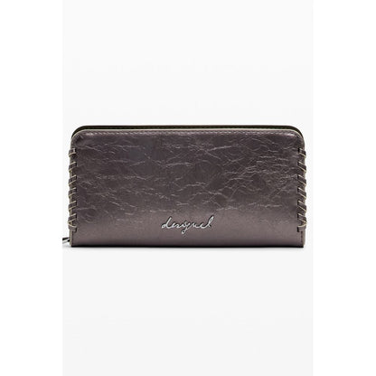 Desigual Bronze Polyethylene Women Wallet with zip closure and compartments, showcasing iconic Desigual logo and stylish design.