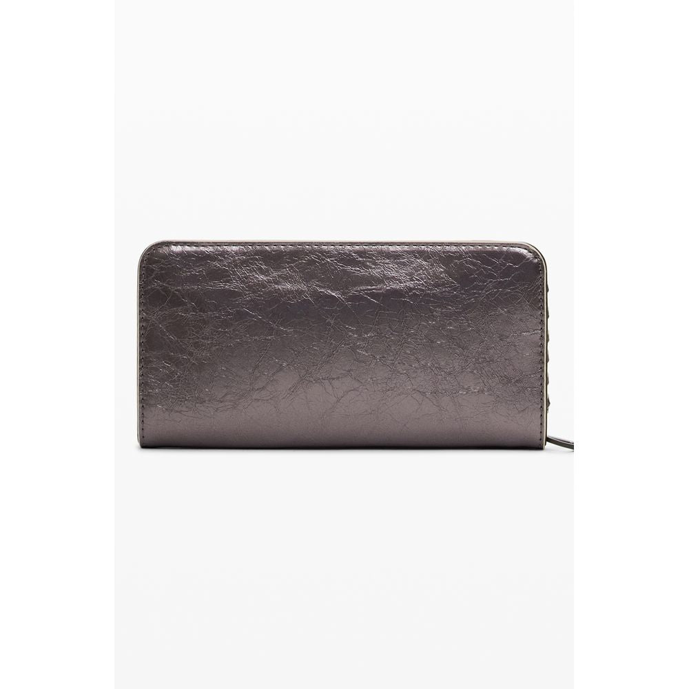Desigual Bronze Polyethylene Women Wallet featuring a sleek design and secure zip closure, perfect for stylish organization.