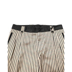 Dolce & Gabbana Beige Black Striped Cotton Slim Fit Trousers Pants