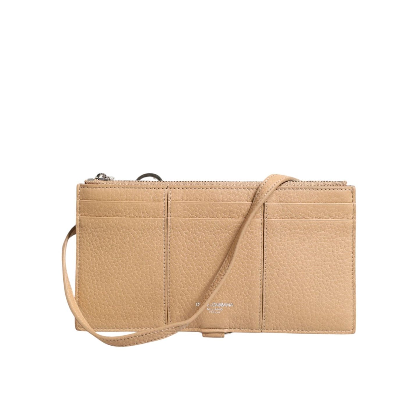 Dolce & Gabbana Beige Calfskin Leather Large Crossbody Card Holder Wallet SMY11212