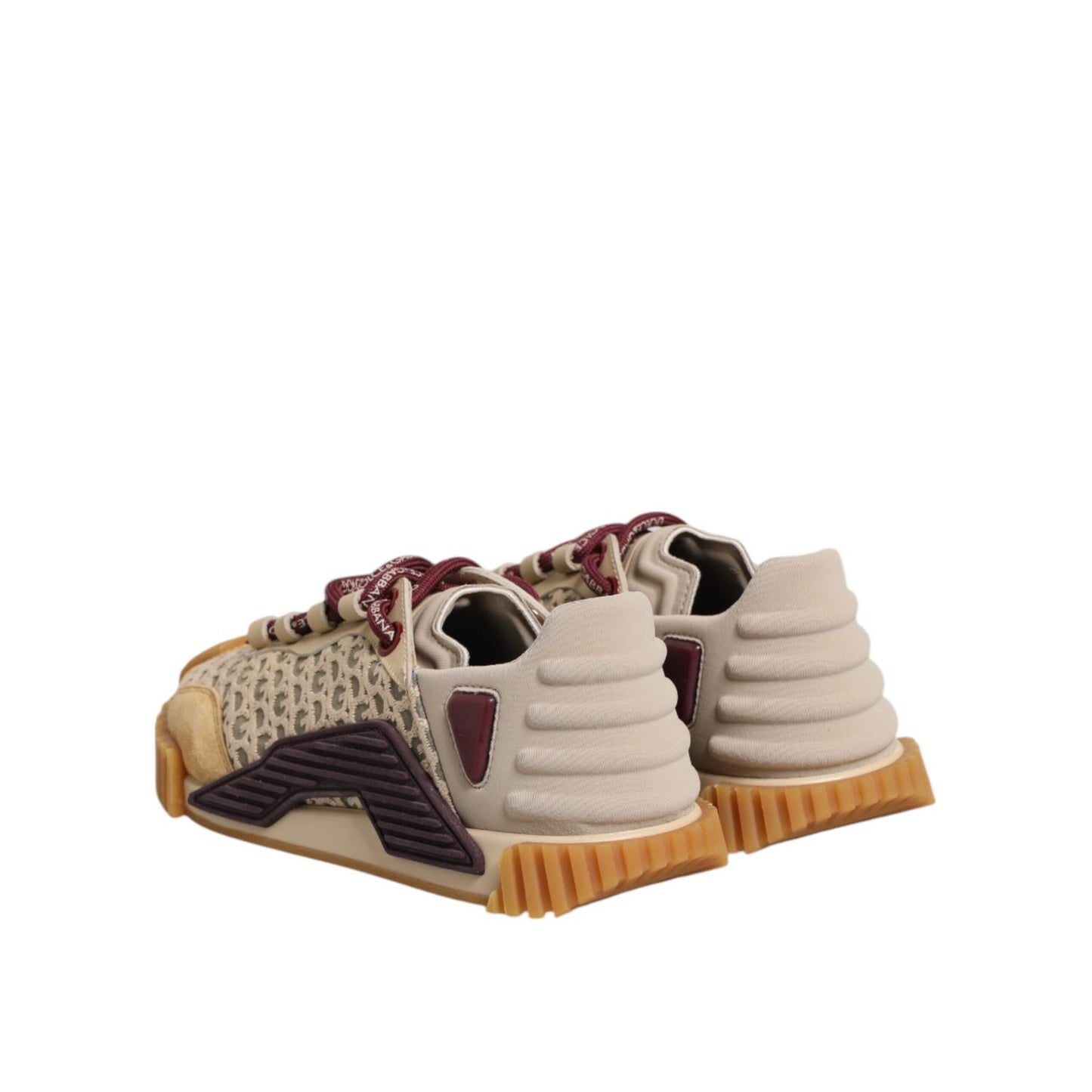 Dolce & Gabbana Beige Neoprene DG Logo NS1 Lace Sneakers Shoes
