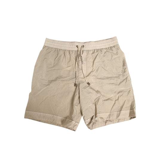 Dolce & Gabbana Beige Nylon Beachwear Men Boxer Short Swimwear with logo drawstring and side pockets