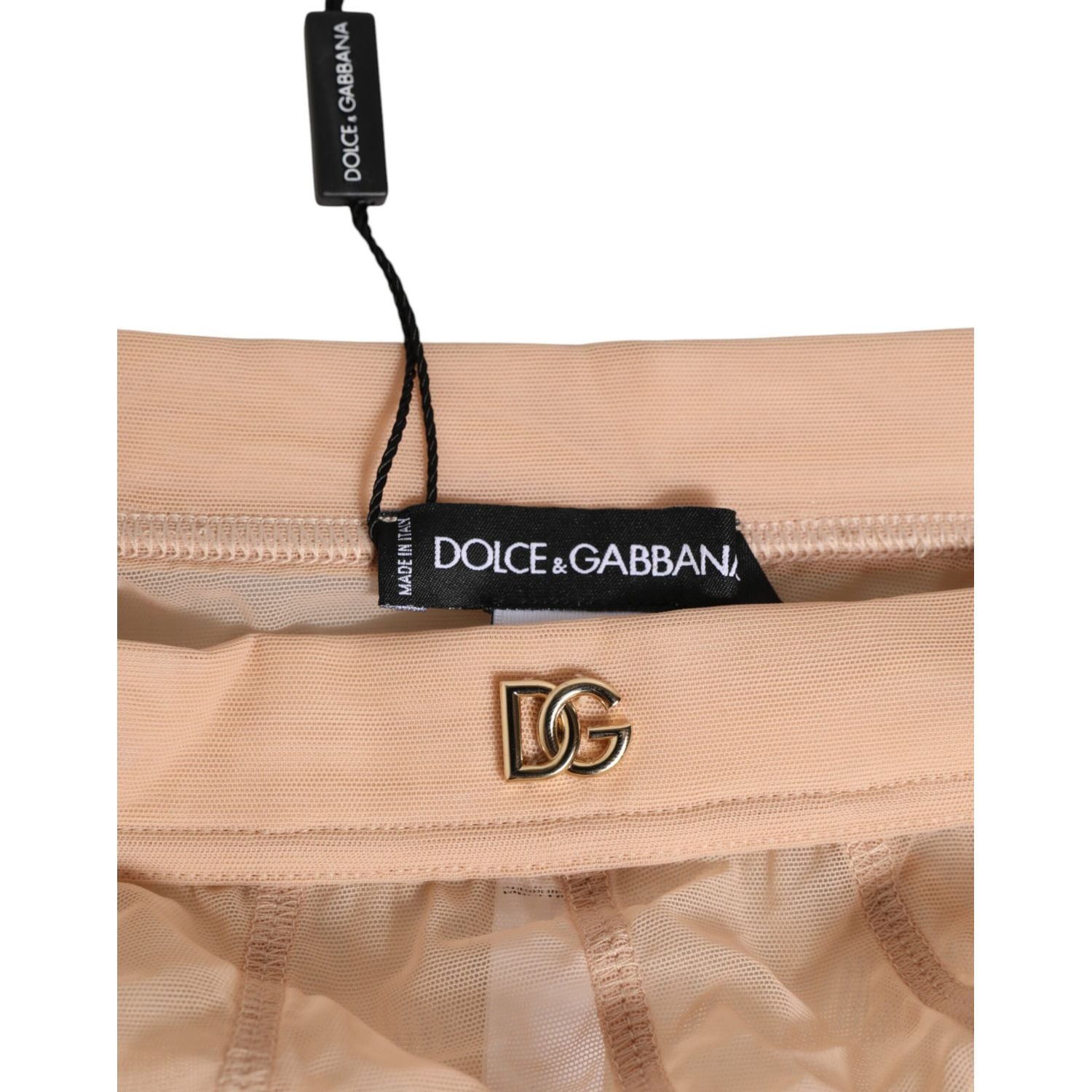 Dolce & Gabbana Beige Sheer Mesh High Waist Panty Underwear