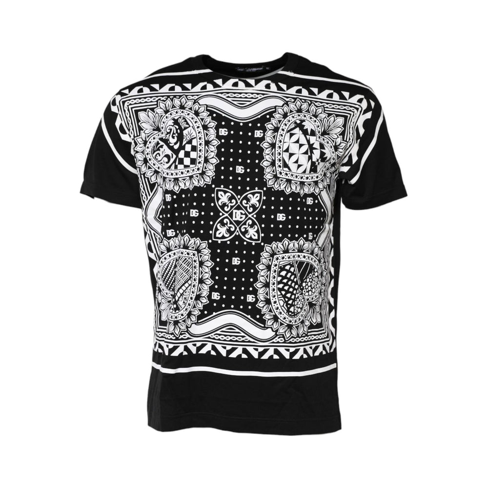 Dolce & Gabbana Black Bandana Print Cotton Crew Neck T-shirt