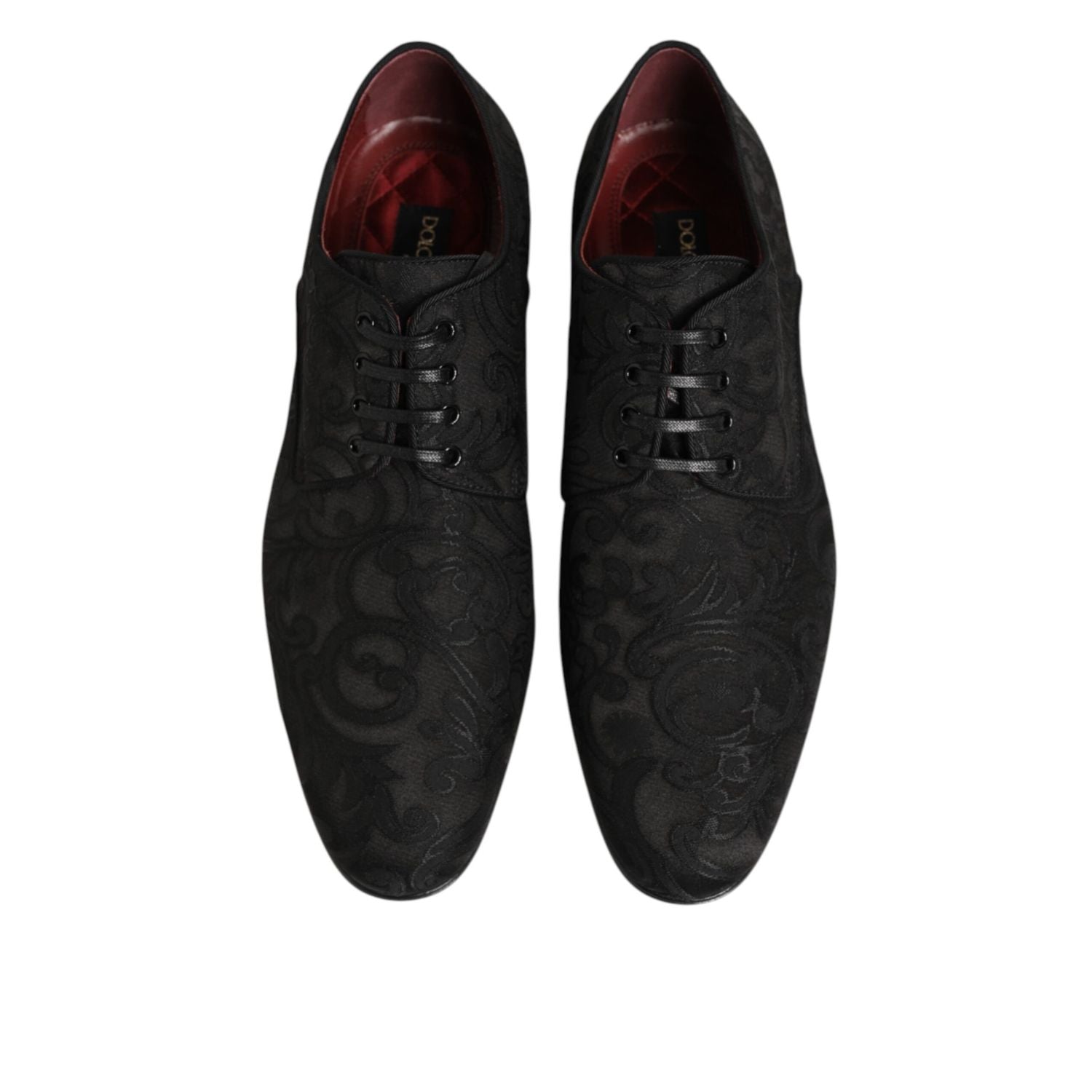 Dolce & Gabbana Black Brocade Lace Up Derby Men Dress Shoes