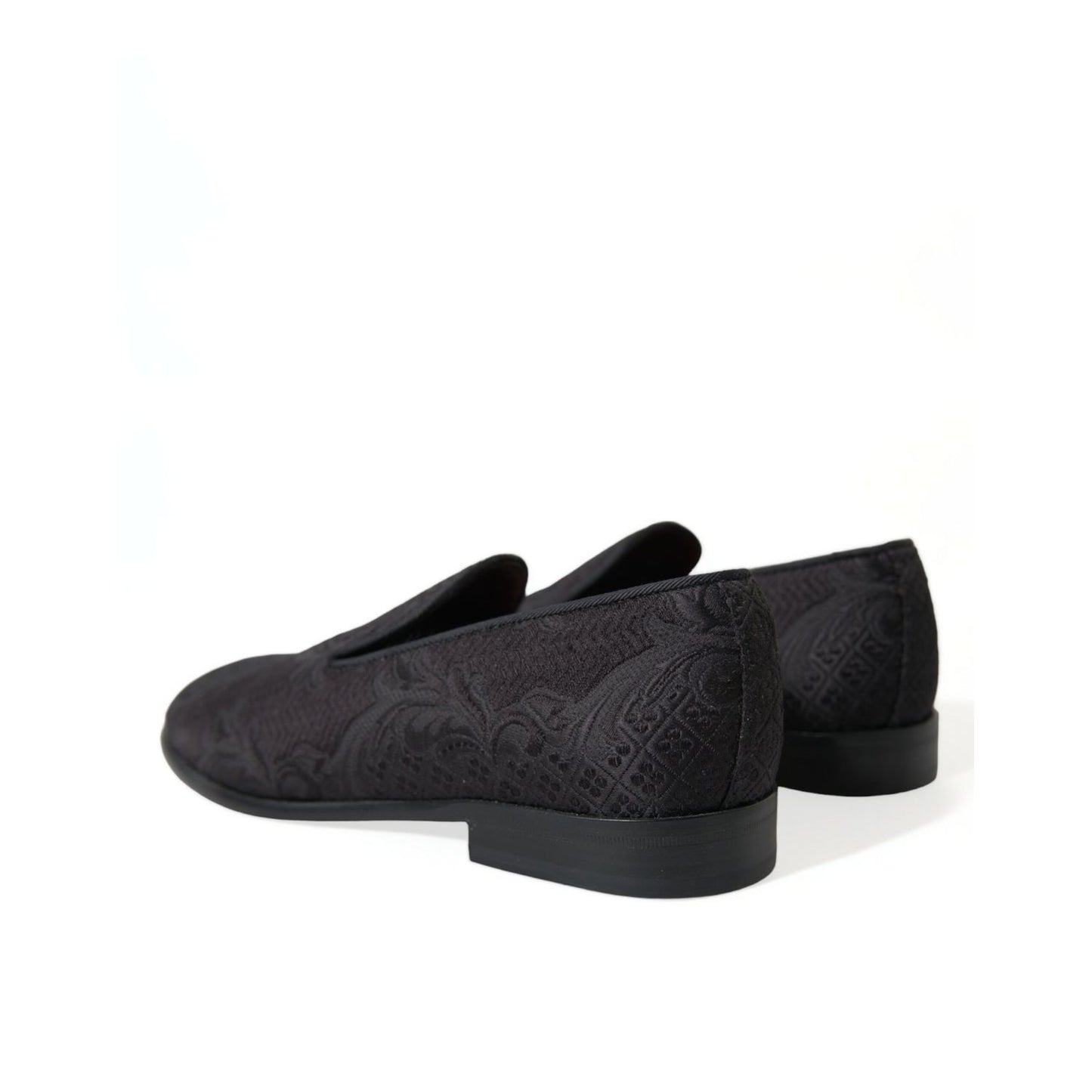 Dolce & Gabbana Black Brocade Men Slip On Loafer Dress Shoes