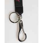 Dolce & Gabbana Black Burgundy Nylon DG Logo Crown Holder Keychain Keyring with silver-tone hardware detail.