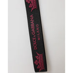 Dolce & Gabbana Black Burgundy Nylon DG Logo Crown Holder Keychain Keyring with silver-tone hardware