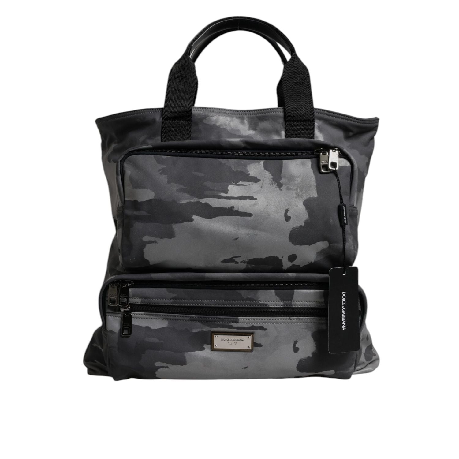 Dolce & Gabbana Black Camouflage Shoulder Strap Logo Plaque Bag