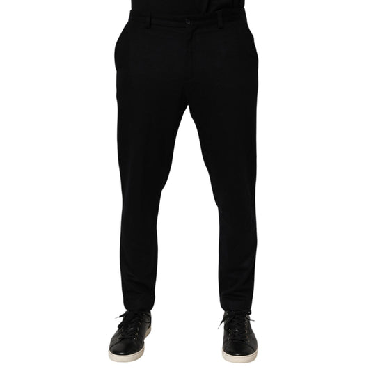 Dolce & Gabbana Black Cashmere Dress Formal Men Trouser Pants tailored for luxury and elegance.
