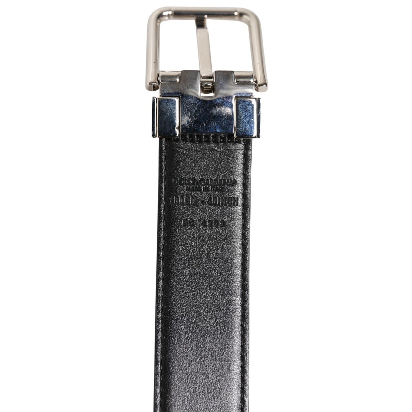 Dolce & Gabbana Black Classic Leather Silver Tone Buckle Belt