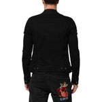 Dolce & Gabbana Black Cotton Denim Stretch Button Up Jacket