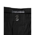 Dolce & Gabbana Black Cotton Elastic Waistband Button Swimwear