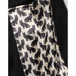 Inner fabric pattern of Dolce & Gabbana Black Cotton Logo Full Zip Men Bomber Jacket with black cat design.