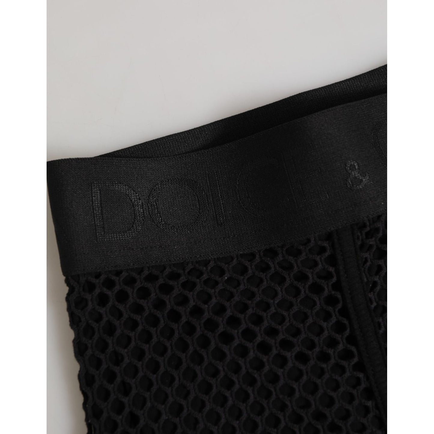 Dolce & Gabbana Black Cotton Logo Shorts Midi Trouser Underwear with mesh design and elastic waistband