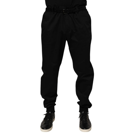 Dolce & Gabbana Black Cotton Stretch Casual Trouser Pants showcasing tailored fit and modern style for versatile occasions.