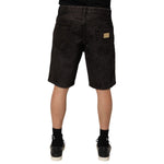 Back view of Dolce & Gabbana Black Cotton Tattered Denim Men Bermuda Short displaying distressed design and regular fit.