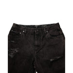 Dolce & Gabbana Black Cotton Tattered Denim Men Bermuda Short with distressed detailing and regular fit, perfect for street style.