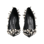 Dolce & Gabbana Black Crystals Studs Stiletto Pumps Shoes