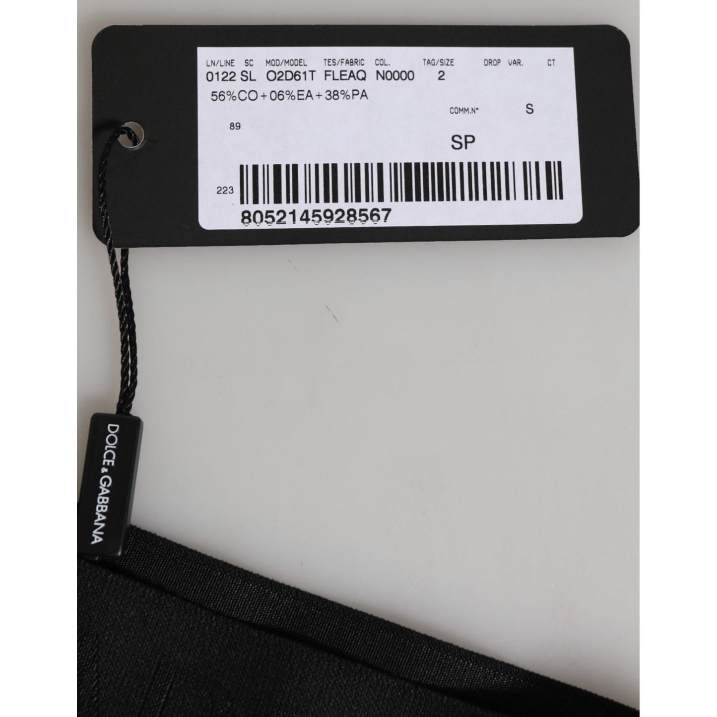 Tag of Dolce & Gabbana Black DG Logo Lace High Brief Panty Underwear showing size and material details.