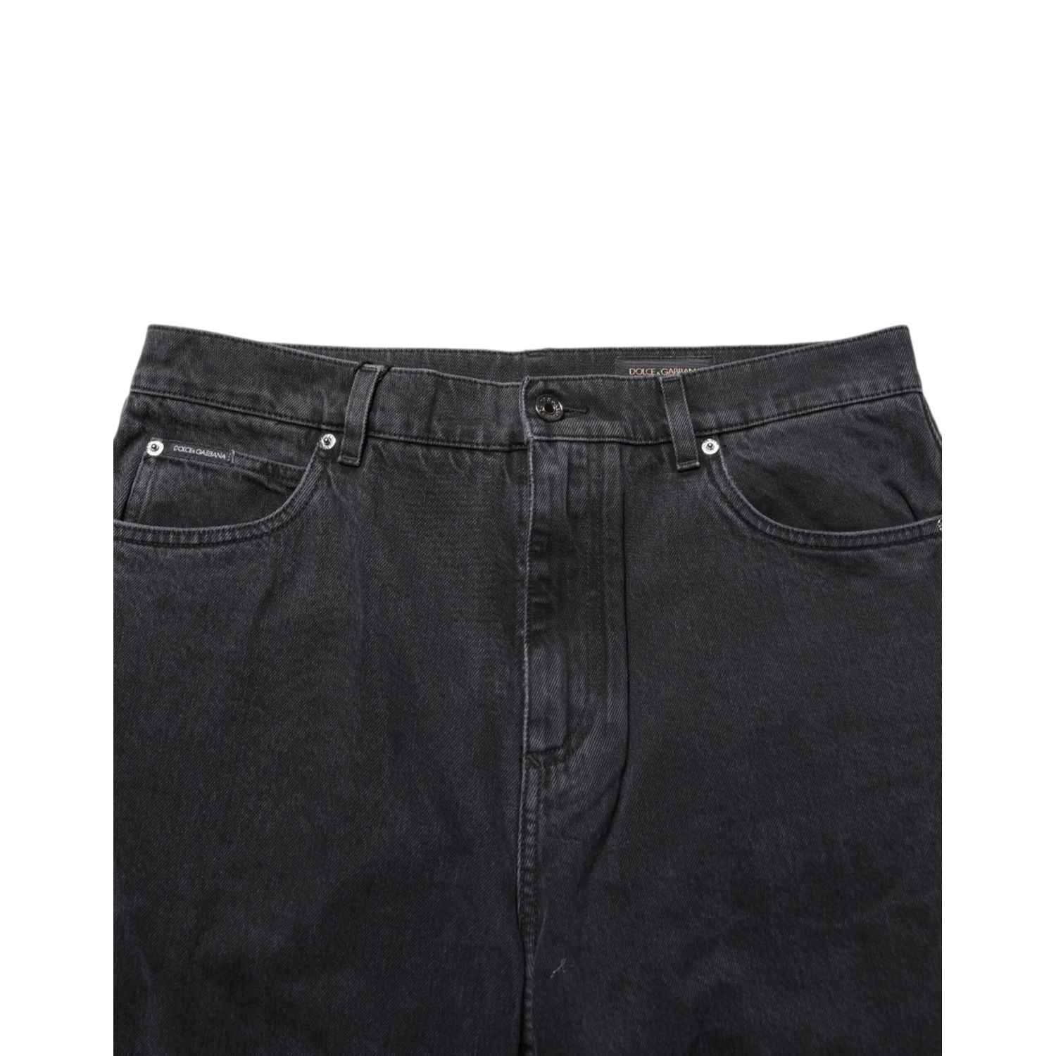 Dolce & Gabbana Black Denim Wide Leg Relaxed Fit Pants Jeans