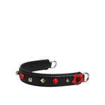 Dolce & Gabbana Black Embellished Leather Bag Handle Women Shoulder Strap