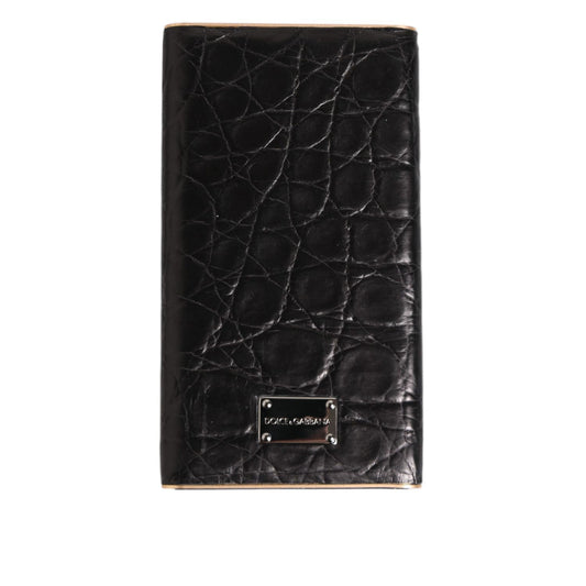 Dolce & Gabbana Black Exoctic Leather Embossed 3000mAh Power Bank Charger USB with luxurious skin-textured exterior.