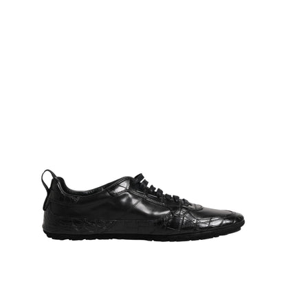 Dolce & Gabbana Black Exotic Leather Low Top Sneakers Shoes