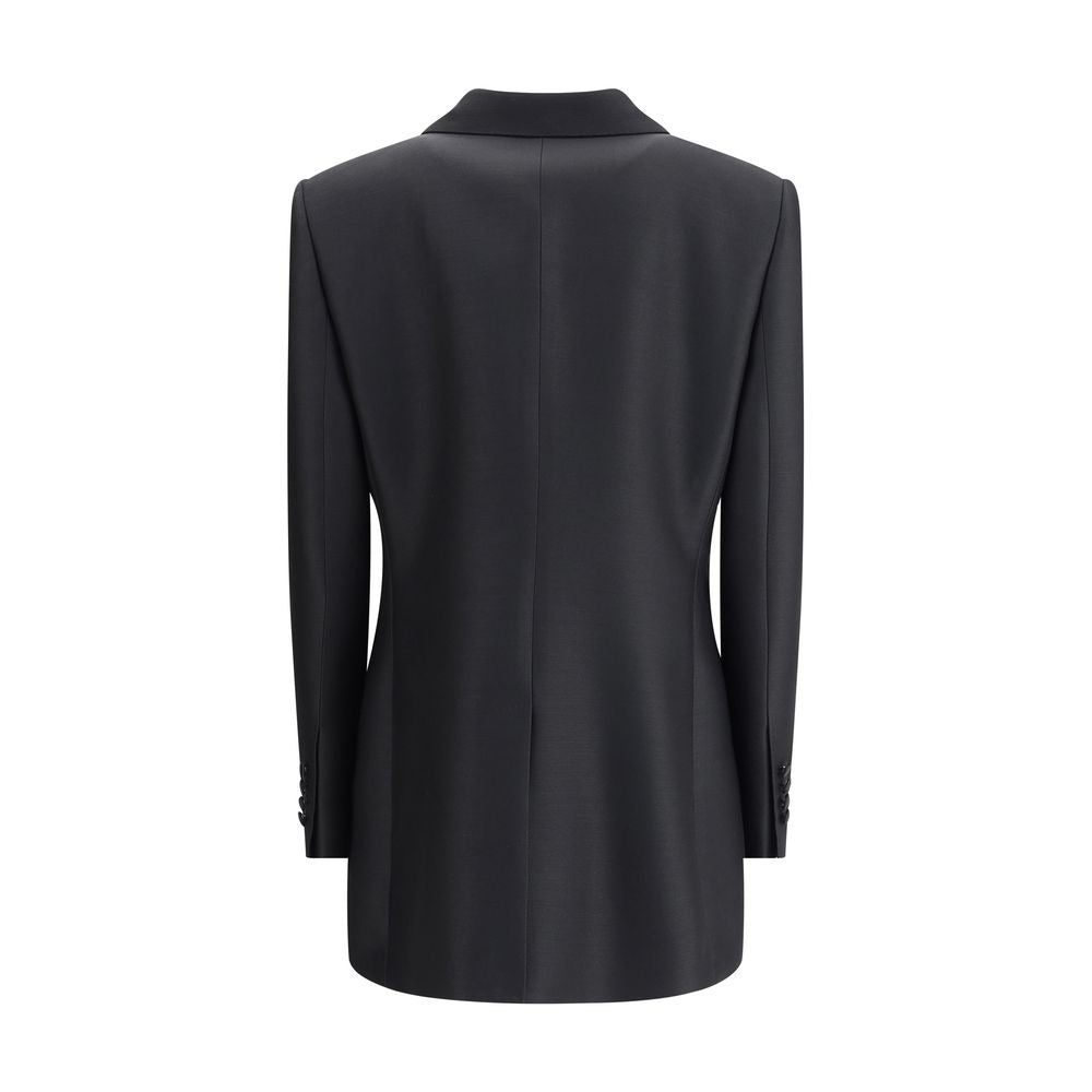 Back view of Dolce & Gabbana Black Fleece Wool Blazer with central back slit for movement.
