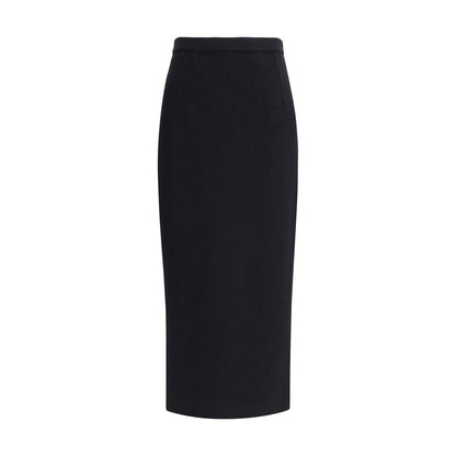 Dolce & Gabbana Black Fleece Wool Long Skirt Dolce & Gabbana