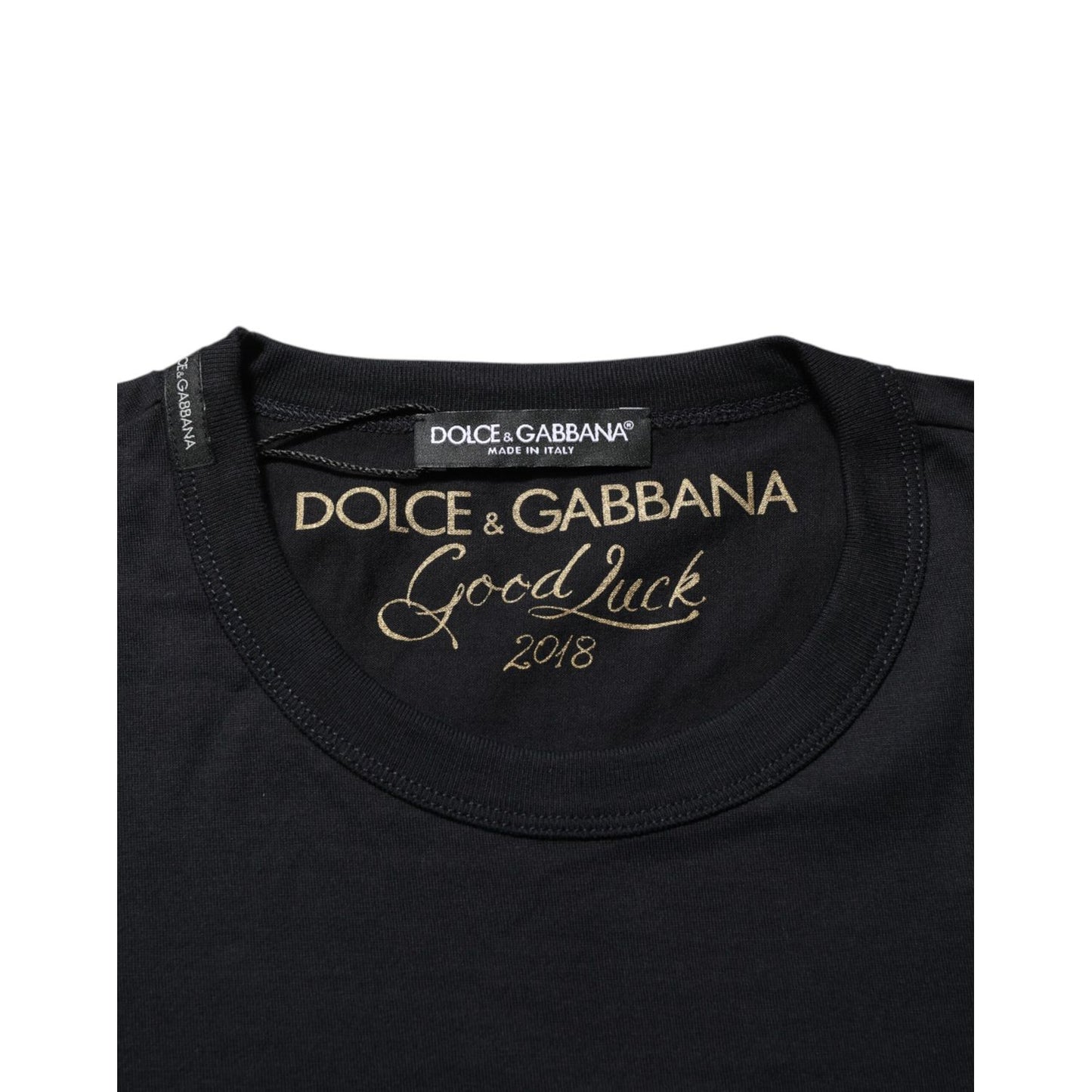 Dolce & Gabbana Black Goodluck 2018 Cotton Crew Neck T-shirt