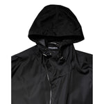 Dolce & Gabbana Black Hooded Long Men Windbreaker Jacket