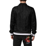 Dolce & Gabbana Black Jacquard Men Full Zip Bomber Sweater