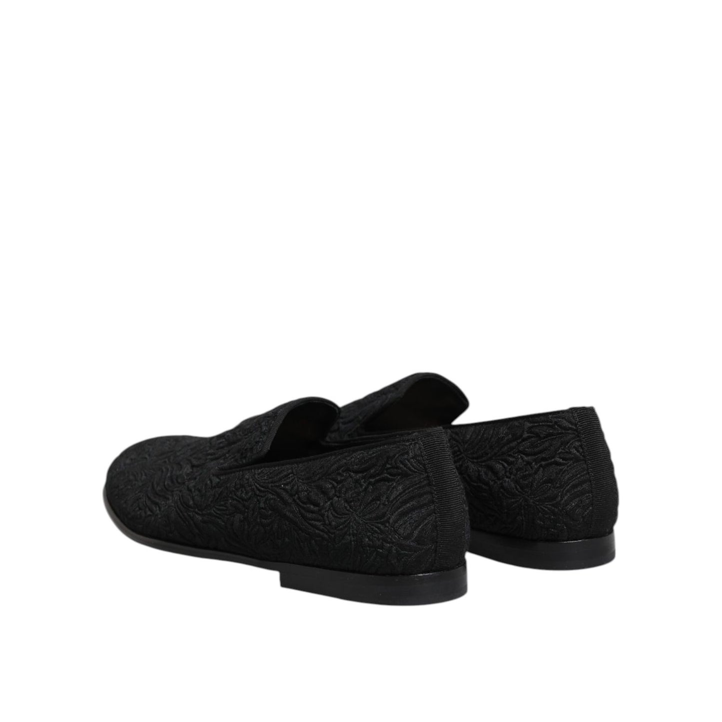 Dolce & Gabbana Black Jacquard Slip On Loafers Formal Shoes