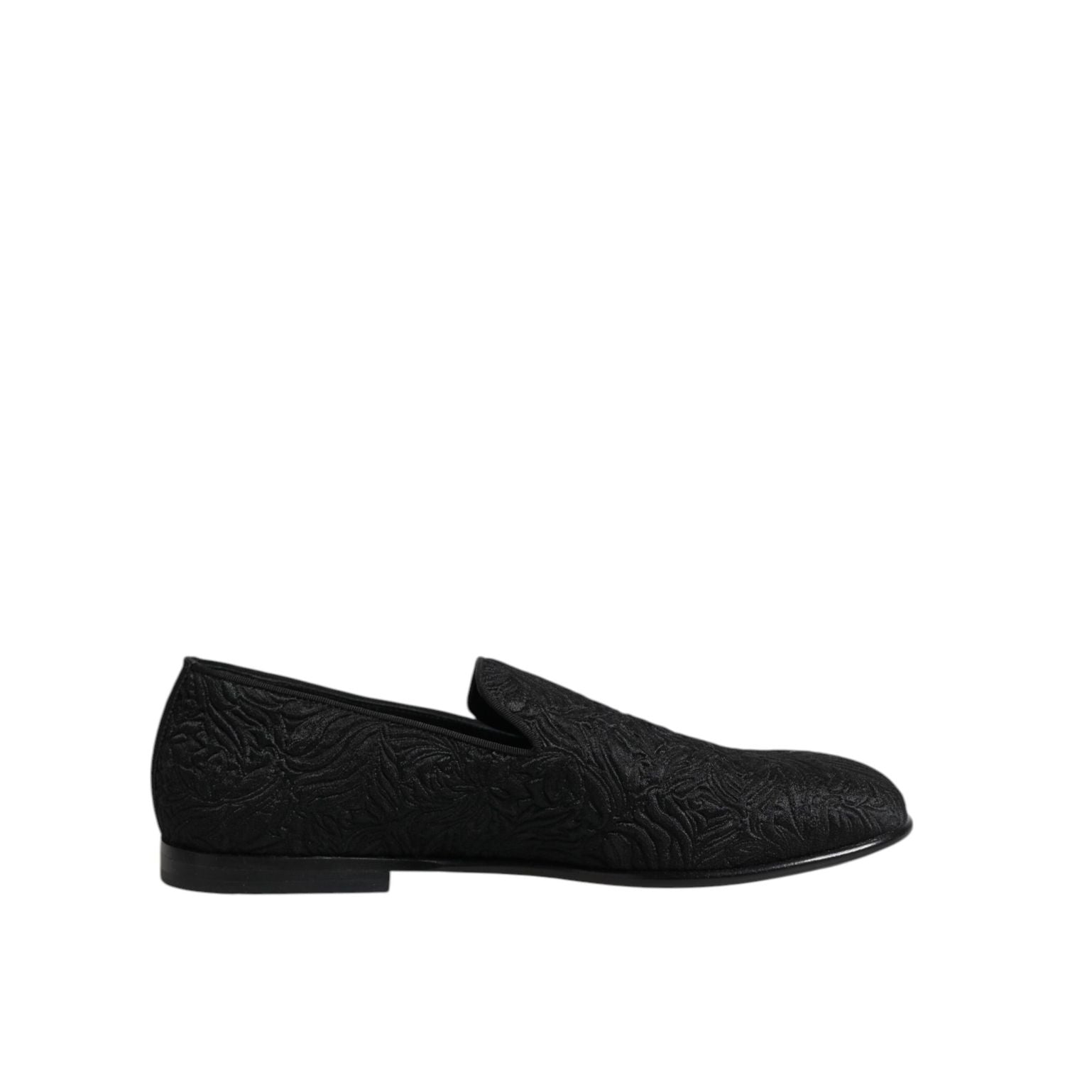 Dolce & Gabbana Black Jacquard Slip On Loafers Formal Shoes