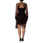 Dolce & Gabbana Black Lace Trim Long Sleeve Sheath Mini Dress