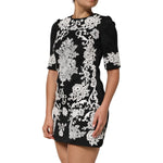 Dolce & Gabbana Black Lace Trim Short Sleeves A-line Dress
