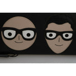 Dolce & Gabbana Black Leather #DGFAMILY Zipper Continental Mens Wallet with cartoon faces design