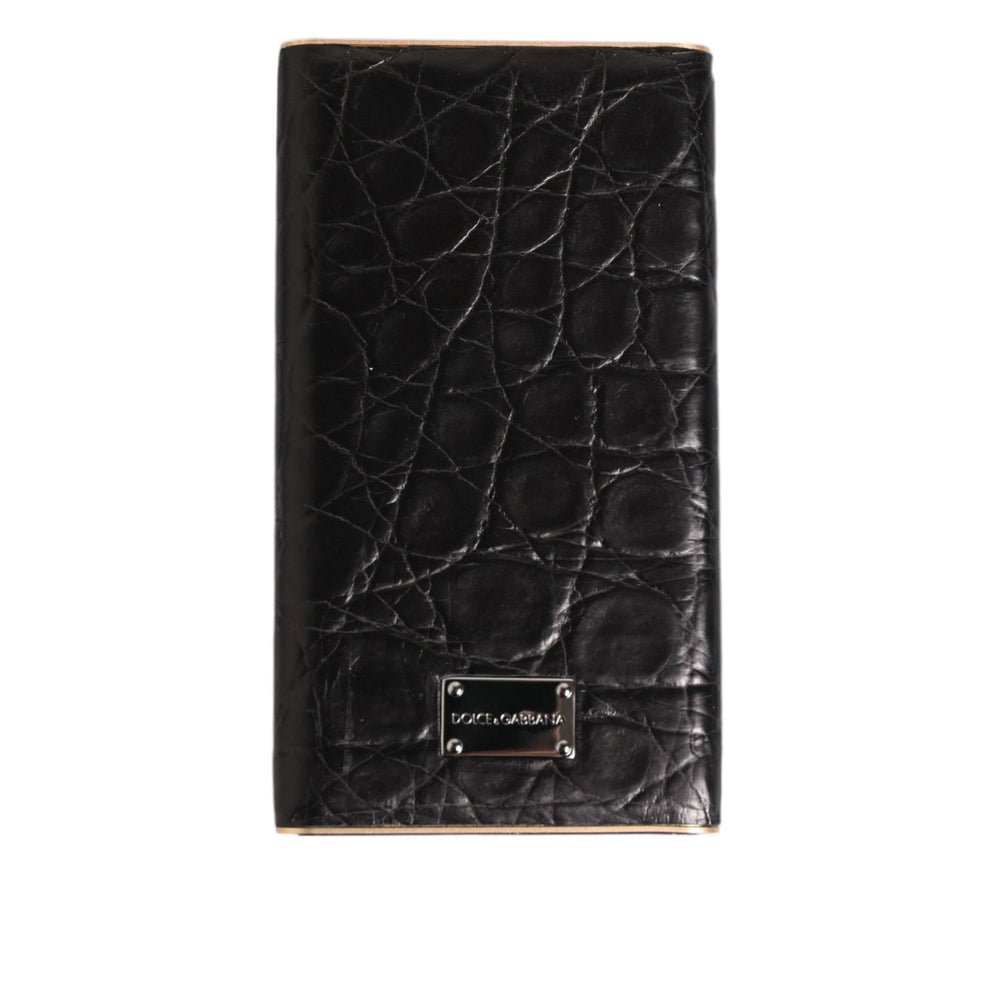Dolce & Gabbana Black Leather Embossed Skin 3000mAh Power Bank Charger USB with luxury exotic texture design.