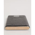 Dolce & Gabbana Black Leather Exotic Skin 3000mAh Power Bank Charger USB featuring luxurious texture and sleek design.
