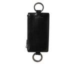 Dolce & Gabbana Black Leather Logo Embossed Lanyard Card Holde Wallet