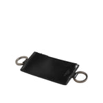 Dolce & Gabbana Black Leather Logo Embossed Lanyard Card Holde Wallet