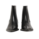 Dolce & Gabbana Black Leather Studded Men Short Boots Shoes