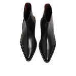 Dolce & Gabbana Black Leather Studded Men Short Boots Shoes
