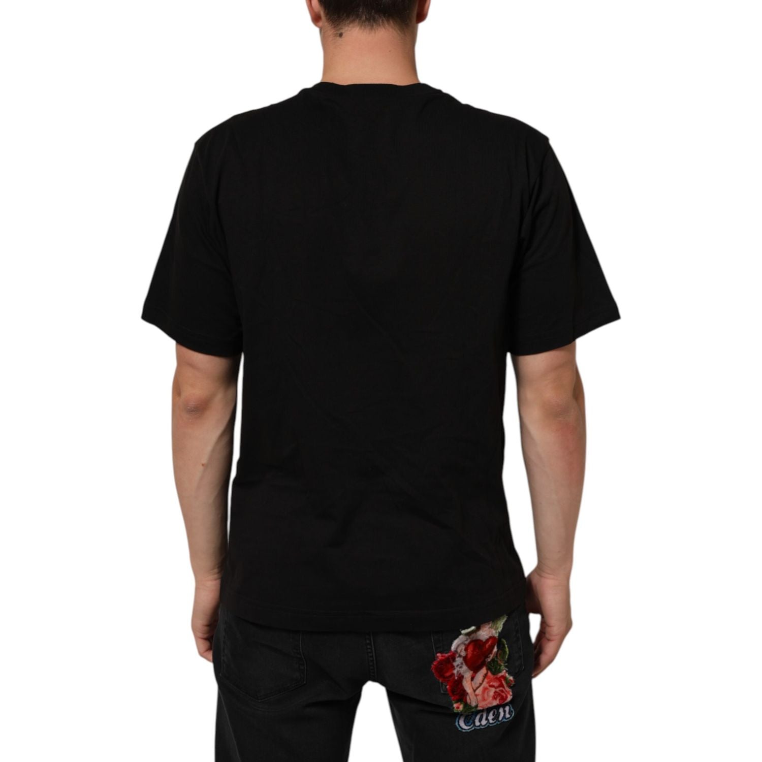 Dolce & Gabbana Black Logo Print Cotton Crew Neck  T-shirt