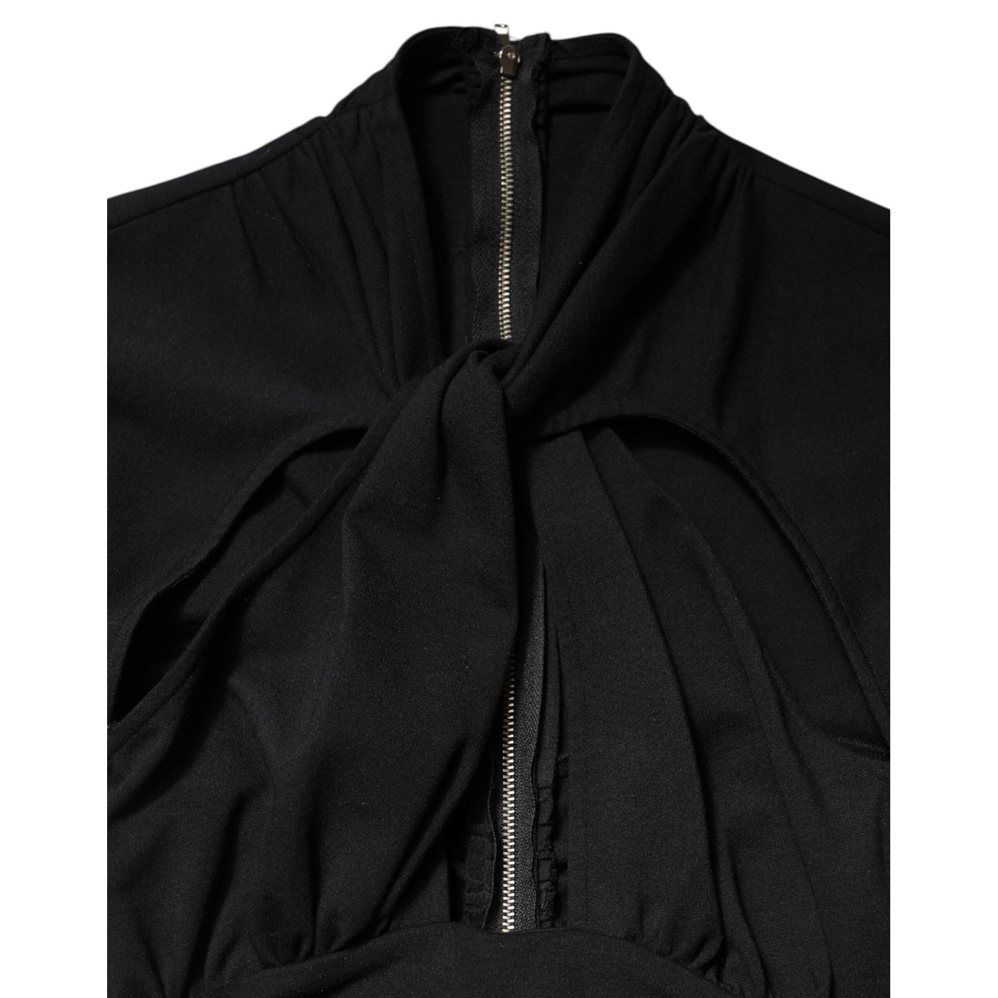 Dolce & Gabbana Black Long Sleeves Sheath Midi Dress