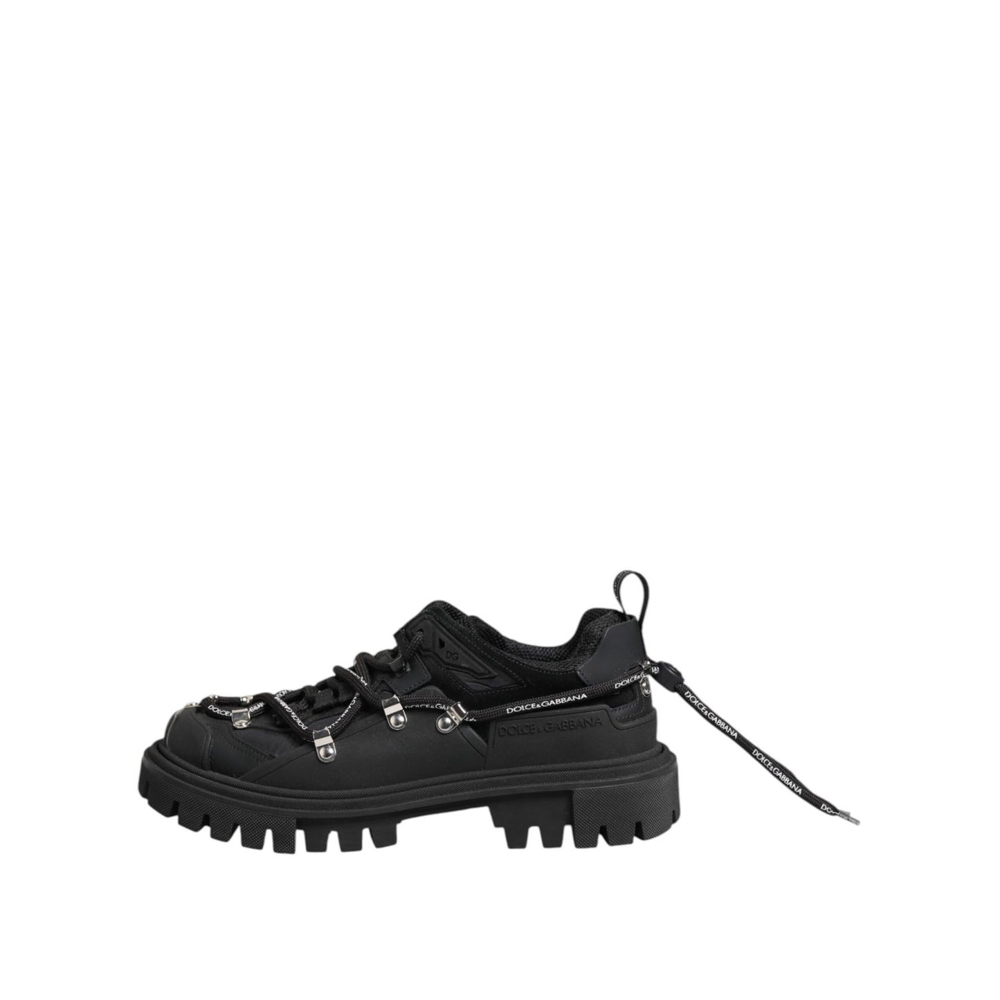 Dolce & Gabbana Black Low Top Lace Up Trekking Sneakers Shoes